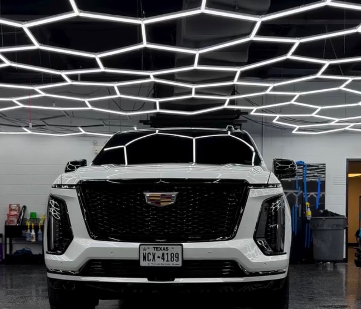 White Cadillac Window Tint — Sleepr Studio College Station TX